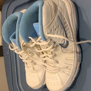 Nike Flex Uptempo 6.5 white/light blue high top.